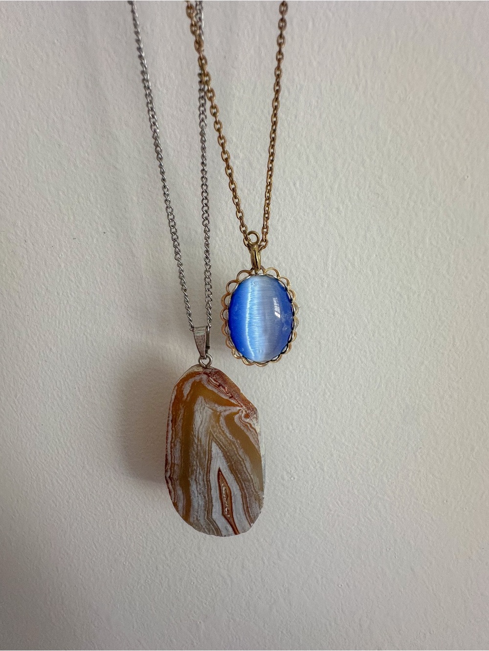 Blue Tiger Eye and Blue Marble Stone Necklaces (2)